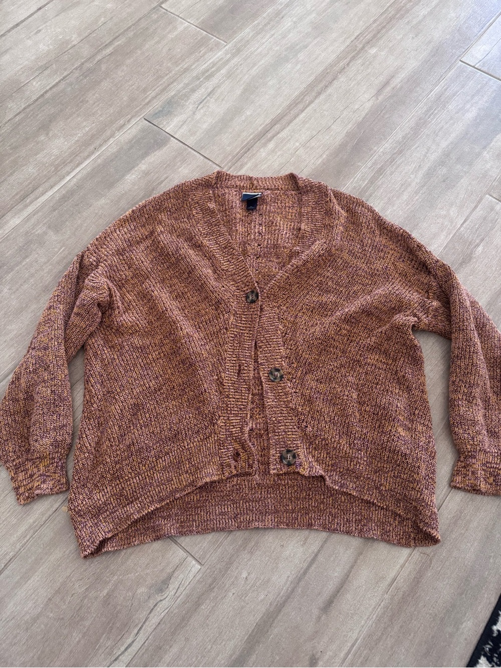 Daytrip Women's Marled Rust Brown Button Cardigan